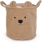 Childhome Teddy Opbergmand 40 x 40 x 40 cm - Speelgoedmand in Zachte Teddystof met Berenoortjes - Ook als Wasmand Babykamer of Decoratie - Stevige Binnenvoering - Lichtgewicht - Bruin
