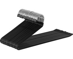 bomoe Broekhangers Kian Kledinghangers Set Zwart - 20 Kleerhangers - Ruimtebesparende Hangers Metaalhangers met Anti-slip Broekenstang en Handig Open Design voor broeken en meer