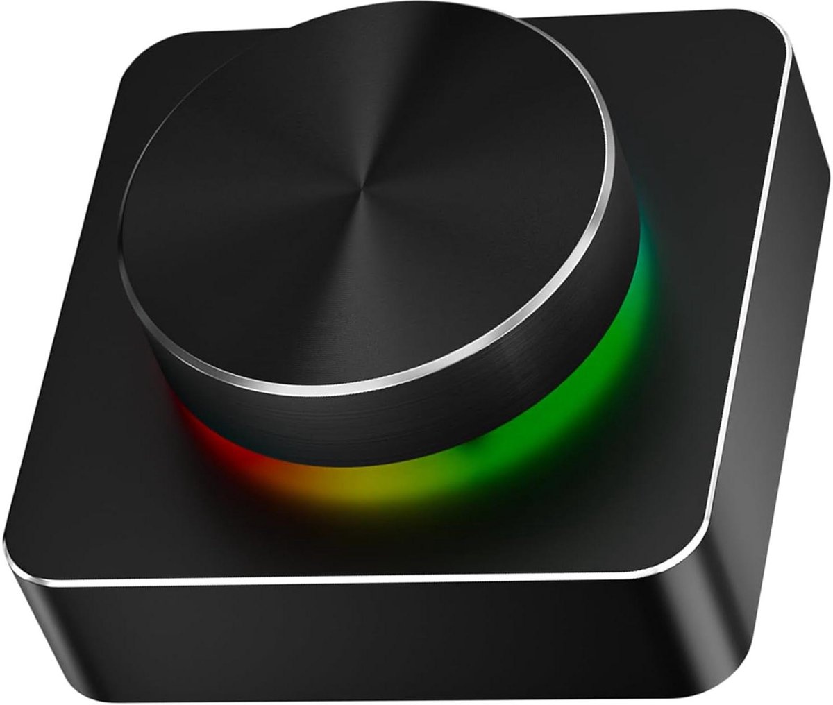 Volumeknop USB - Audio Controller - Geluid Regelen - RGB Verlichting - 60x60x28mm - Zwart