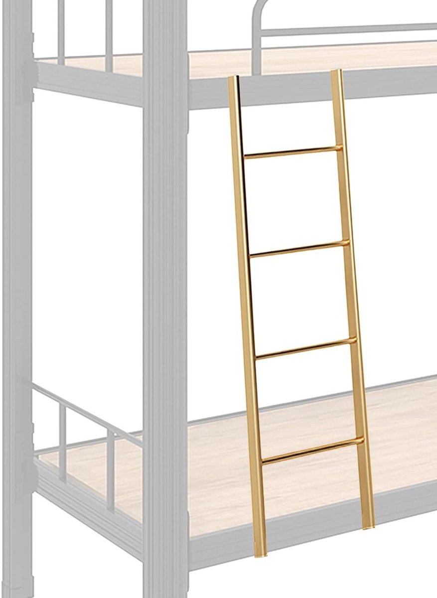 Stapelbedladder - Tweepersoonsbedladder - Veilig Instappen - Verstelbare Gaten - 116 m - Goud