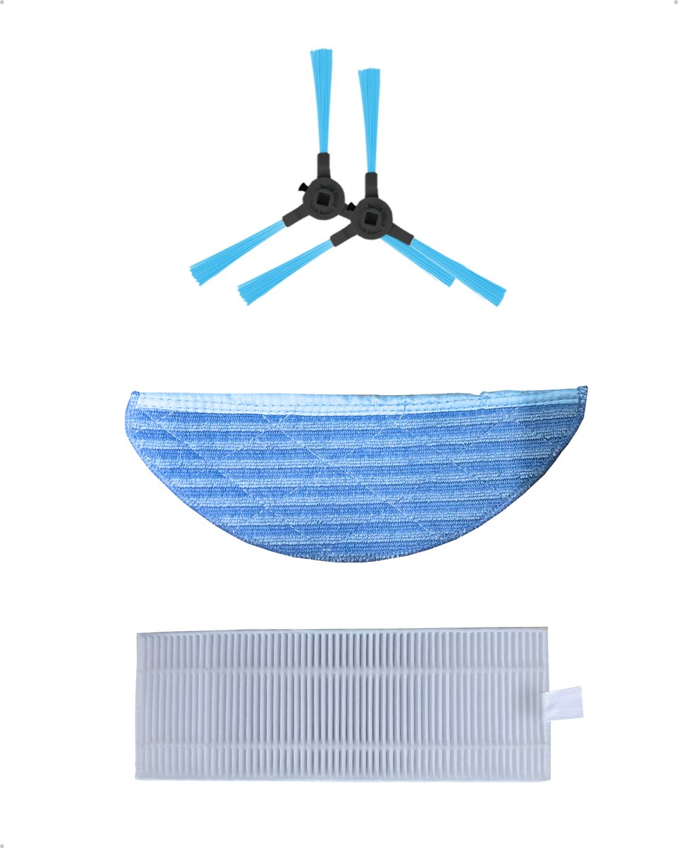 CleanWise Hans Onderhoudspakket – Robotstofzuiger & Dweilrobot Onderdelen – 1 Dweildoek, 1 Filter & 2 Zijborstels – Reserve Accessoires