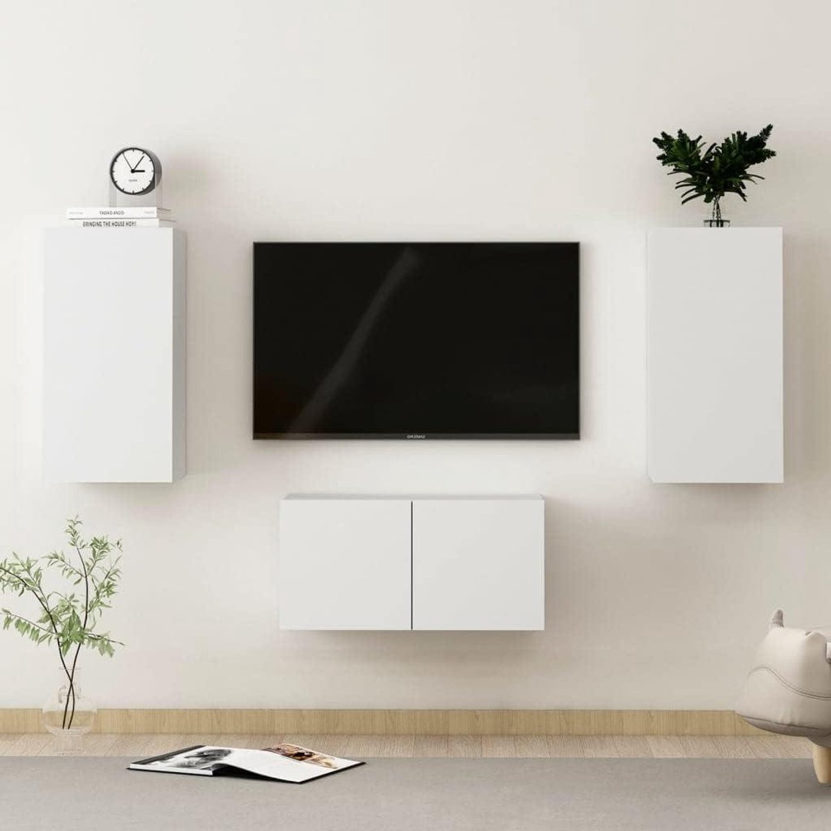 TV-kastset - TV meubel Hifi rek - Opbergen media - Wandmontage - 60 x 30 x 30 cm - Wit
