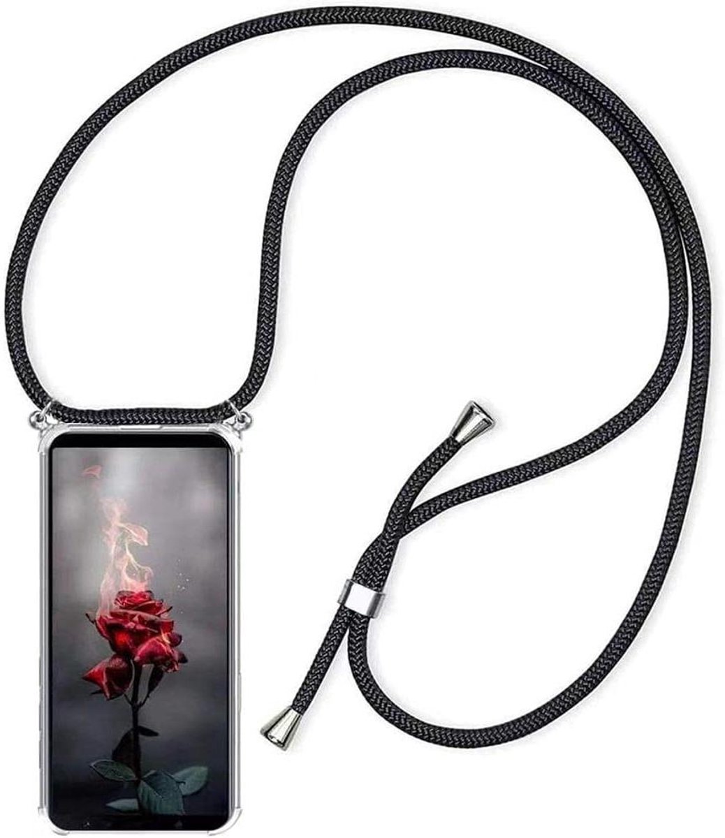 Telefoonketting - Smartphone koord - Handen vrij - Verstelbare lengte - 150 cm koord - Zwart