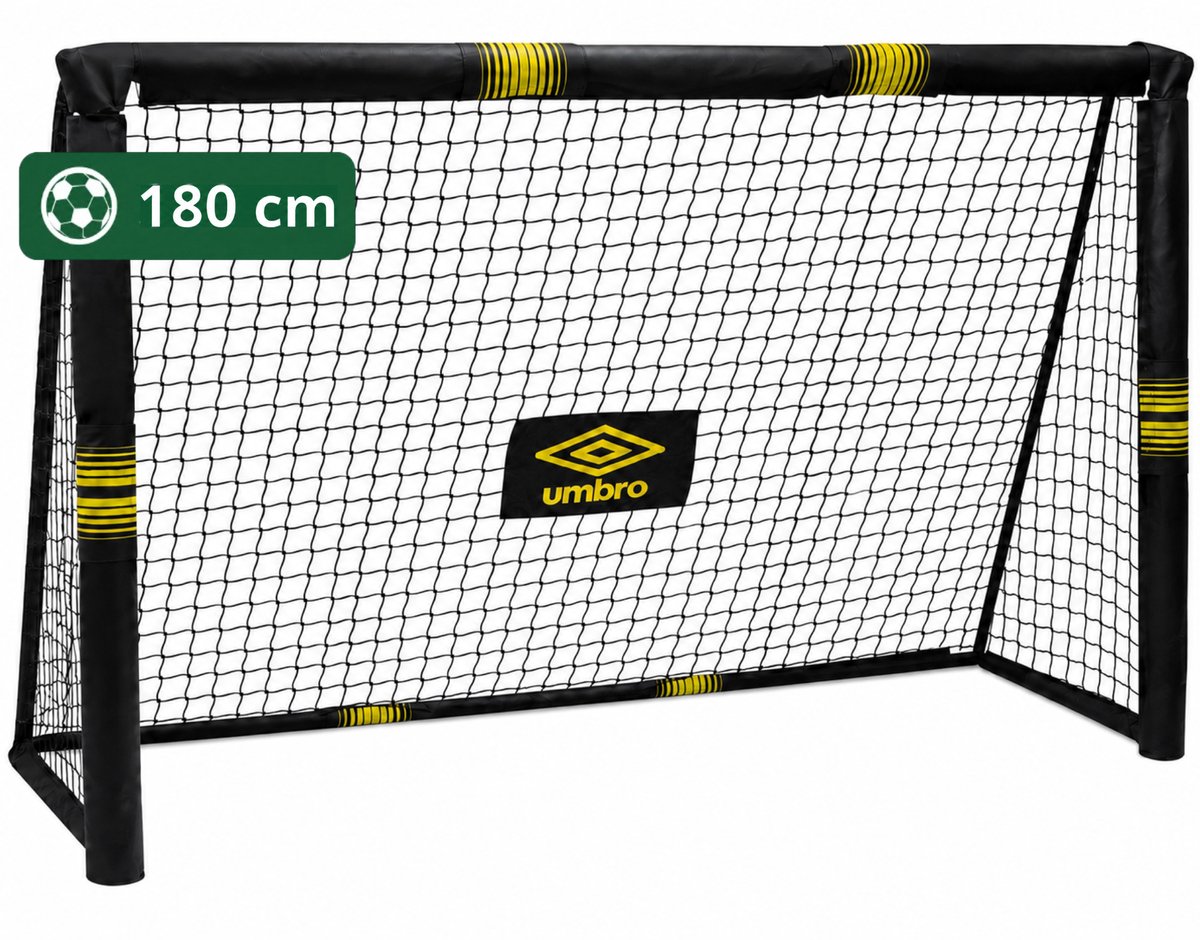 Umbro Voetbaldoel - 180 x 120 x 60cm - Voetbalgoal Groot - Metaal - Zwart/Geel