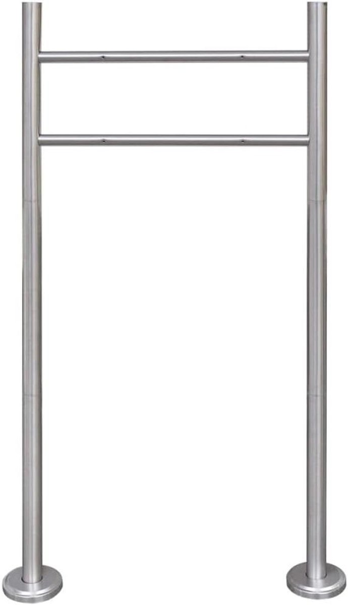 Brievenbus standaard - Ondersteuning paal - Post ontvangen - Roestvrij staal - 120 x 50 cm - Zilver