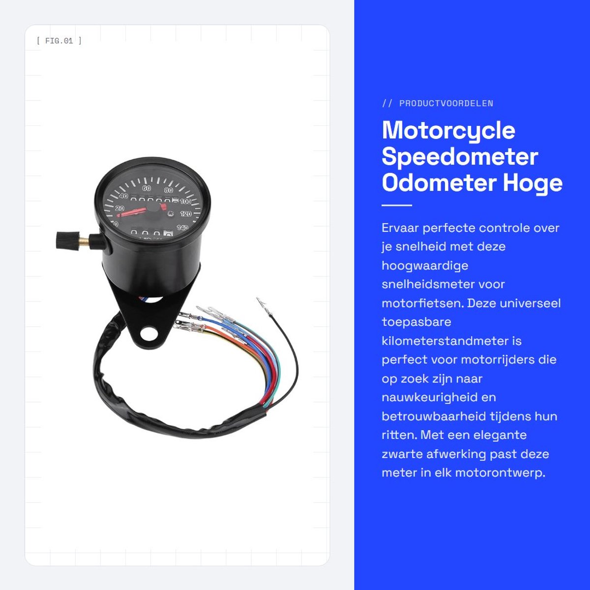 Dailygoods- Snelheidsmeter Hoge Gevoeligheid - Motorfiets Odometer - Universele Fitting - Inclusief LED Achtergrondverlichting - 60mm Zwart - Nauwkeurige Meter
