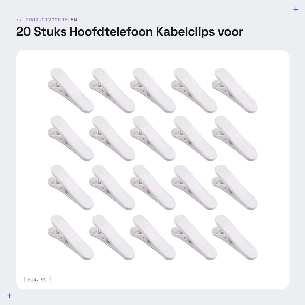 Dailygoods- Oordopjes - 20 Stuks - Hoofdtelefoonclips - Kunststof - Draagbaar - Voorkomt Knoopvorming - Wit