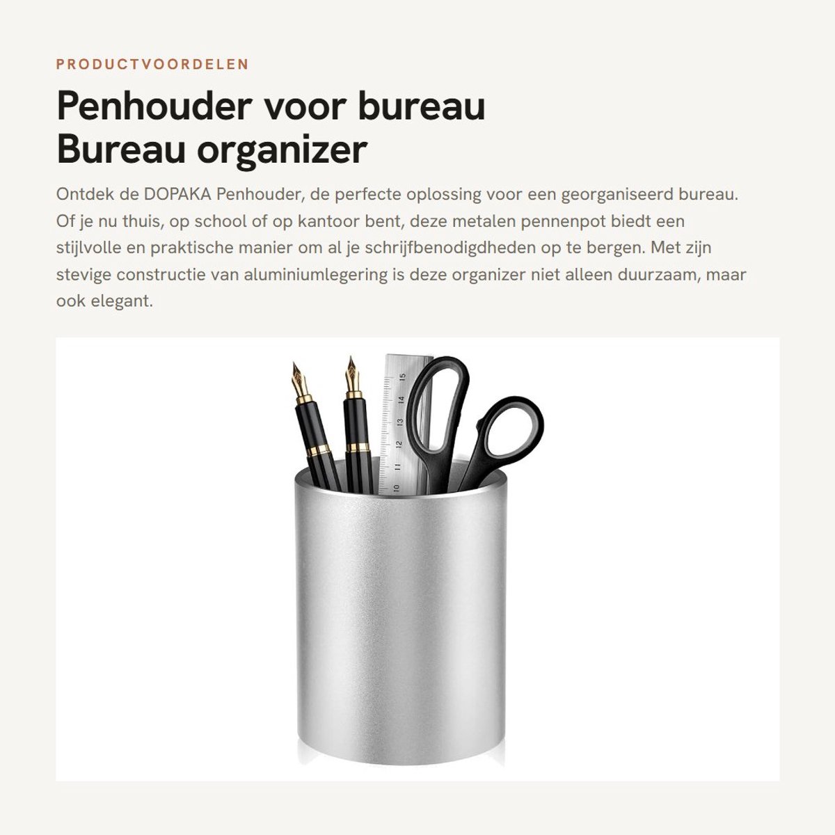 Dailygoods- Penhouder Metalen Aluminiumlegering - Bureau Organizer - Pennenbak - Opbergdoos - Antislip Onderkant - Stevige Constructie - Bureauorganizer