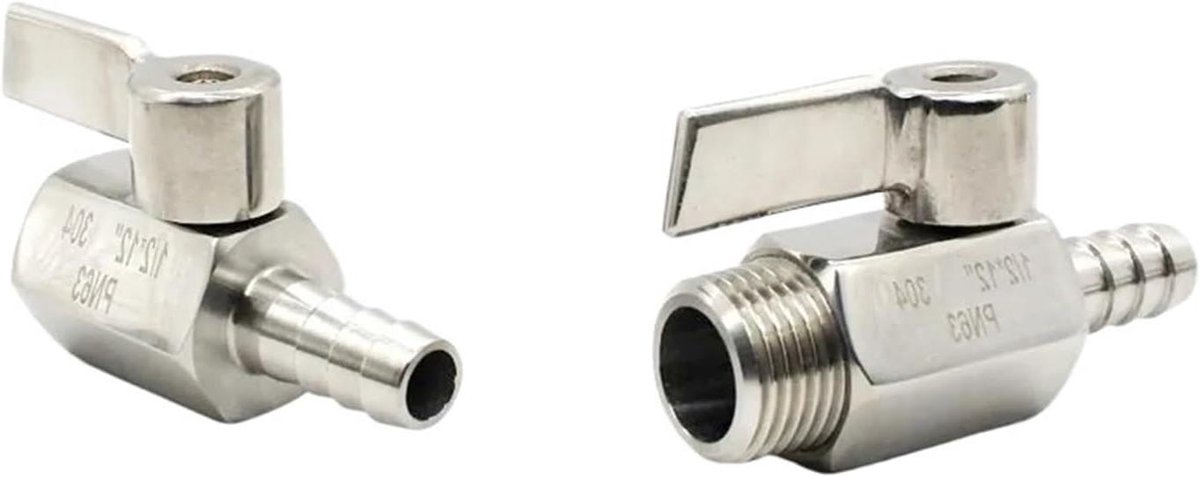 Kogelkraan Hendel - Ventiel Bediening - Leidingen Regelen - Roestvrij Staal - 12mm - Zilverkleurig