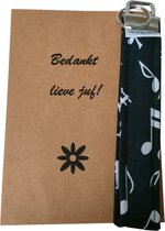 sleutelhanger muzieknoot - bedankt lieve juf - cadeautje juf - sleutelhanger - muzieknoten