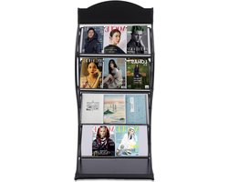 Brochure Display Stand - Magazine Rack - Informatie Presenteren - 4 Lagen - 65x30x146cm - Zwart