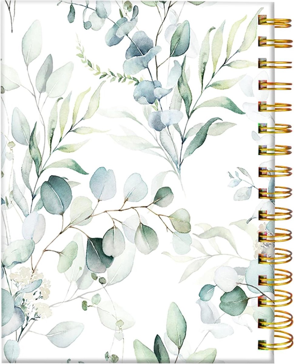 Spiral Journal Notebook - Schrijfboek Dagboek - Ideaal voor Notities - Stevige Dubbele Draadbinding - A5 Formaat - Groene Bladeren