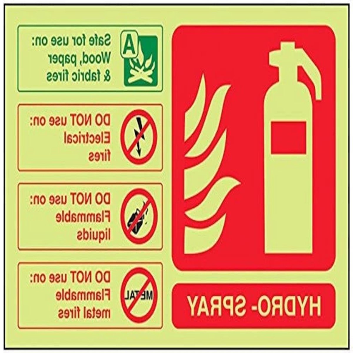 Veiligheidsbord - Brandblusser Schild - Brandveiligheid Aangeven - Glow in the Dark - 150 x 100 mm - Groen Rood