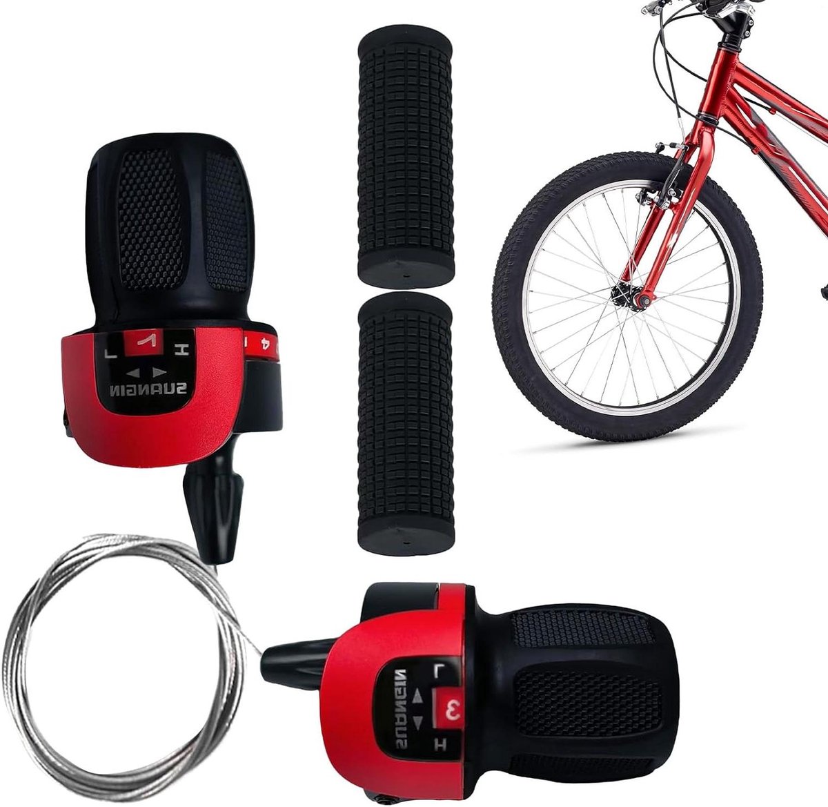 Fiets Versnellingshendels - Schakelset Fiets - Soepel Schakelen - Antislip Rubber Grip - 3x7 Speed - Zwart