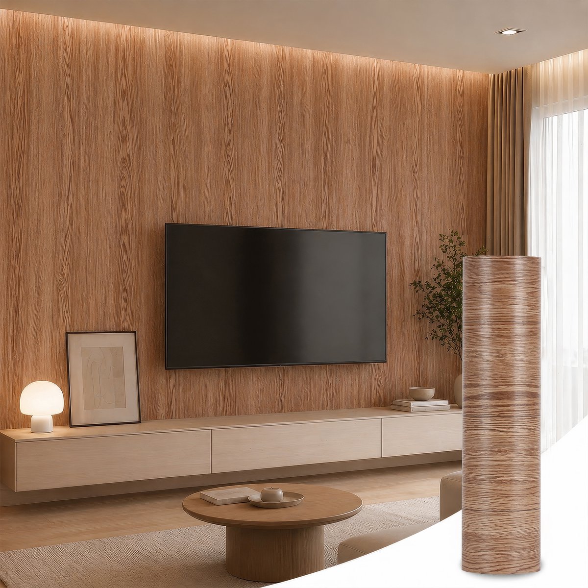 Lemlit Zelfklevend Behang Houtlook - 40x300 cm - 1,5 mm - Muursticker Plakfolie Decoratiefolie voor Muur Vloer Meubel - Donker Eiken