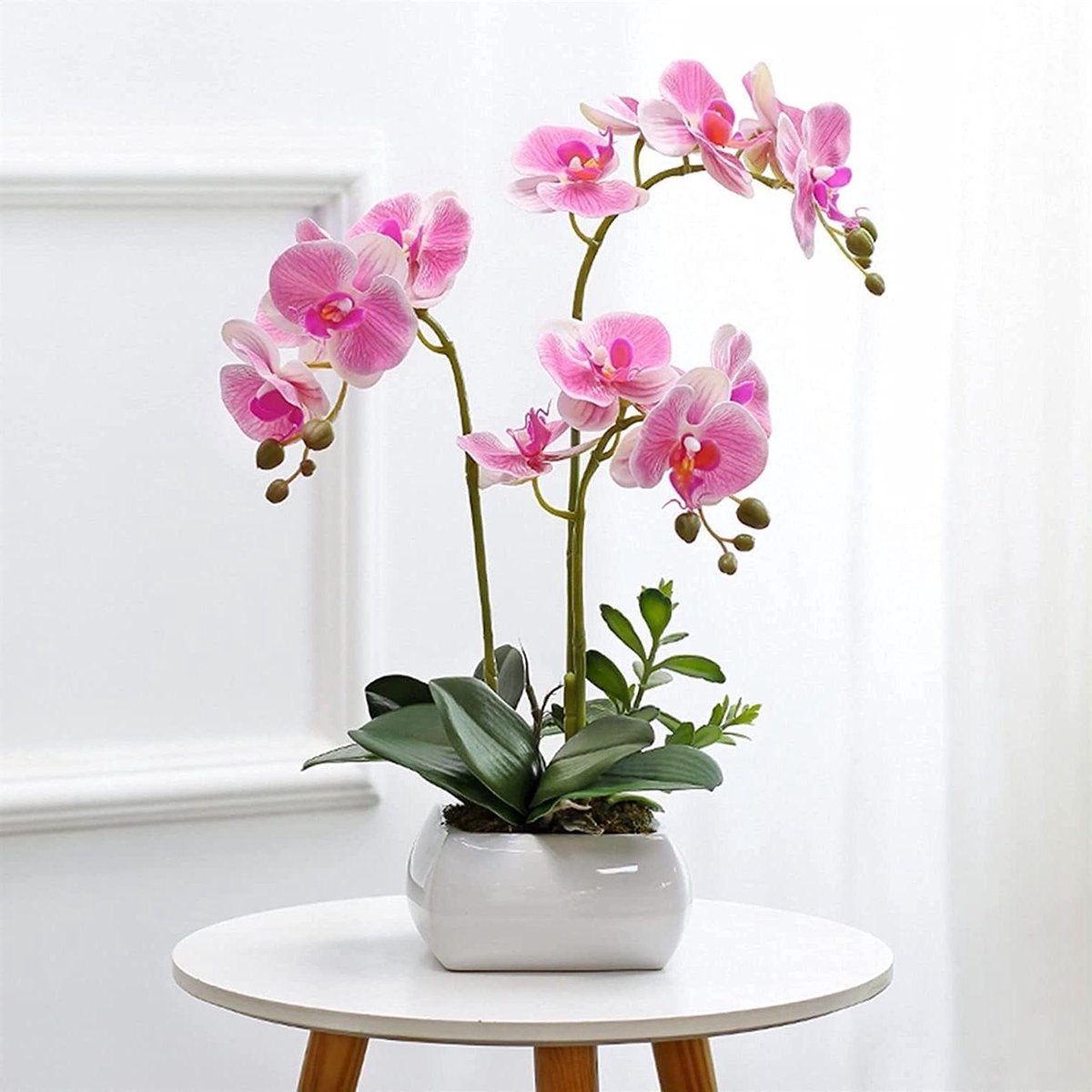 Kunstorchidee met pot - Nep bloem - Huisdecoratie - Echt aanvoelende blaadjes - 48cm hoog 