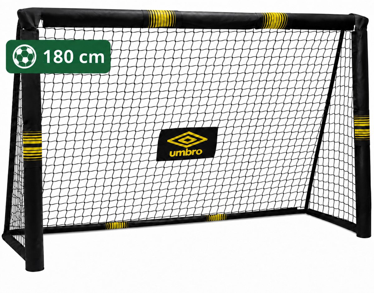 Umbro Voetbaldoel - 180 x 120 x 60cm - Voetbalgoal Groot - Metaal - Zwart/Geel