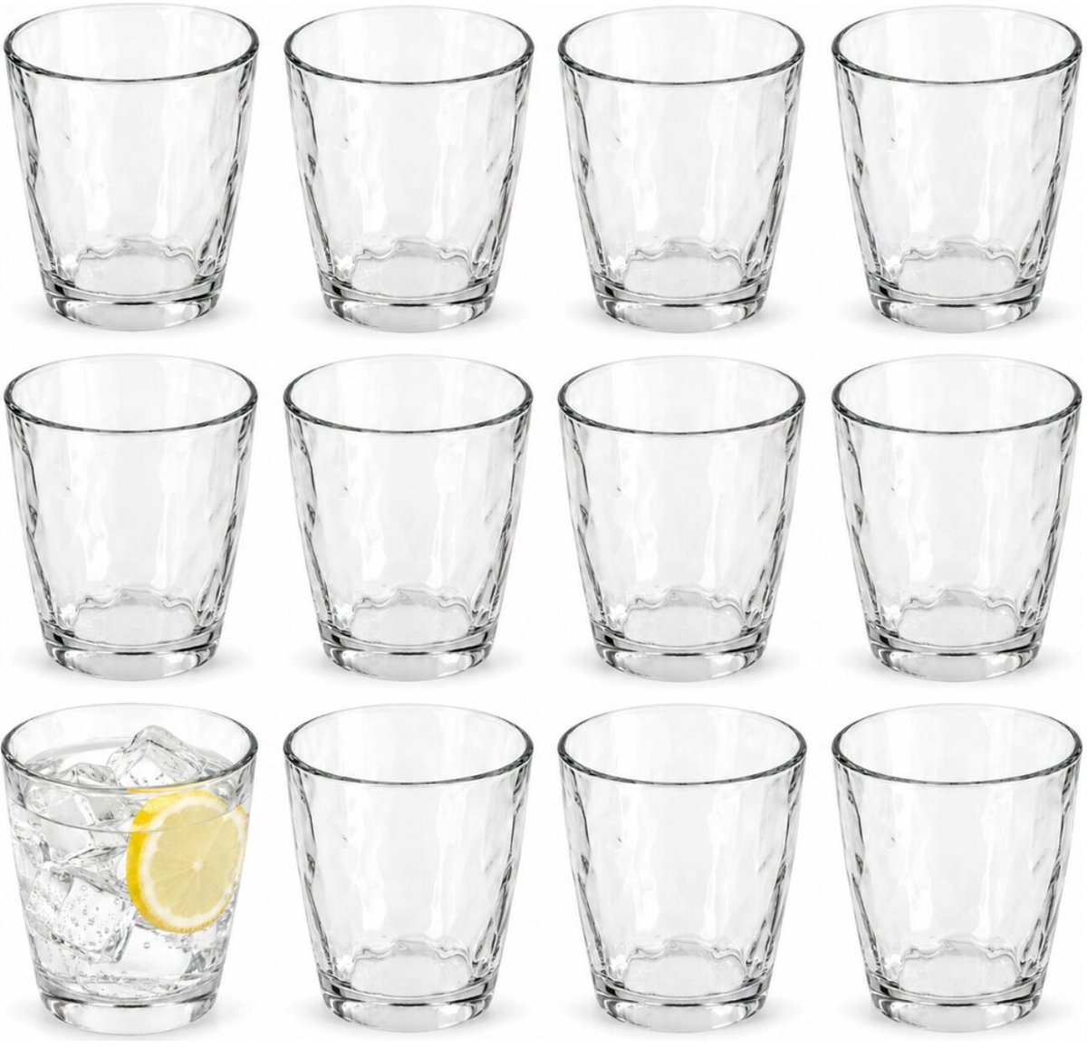 Bormioli Rocco Drinkglazen Diamonds - 12x stuks - transparant - 380 ml - glas