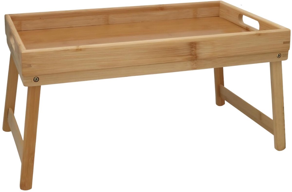 Gerimport Dienblad / serveer butler tray - op pootjes - inklapbaar - bamboe hout - bruin - 47 x 27 x 22 cm - rechthoekig — cadeau in Koken & Dineren - foto 5