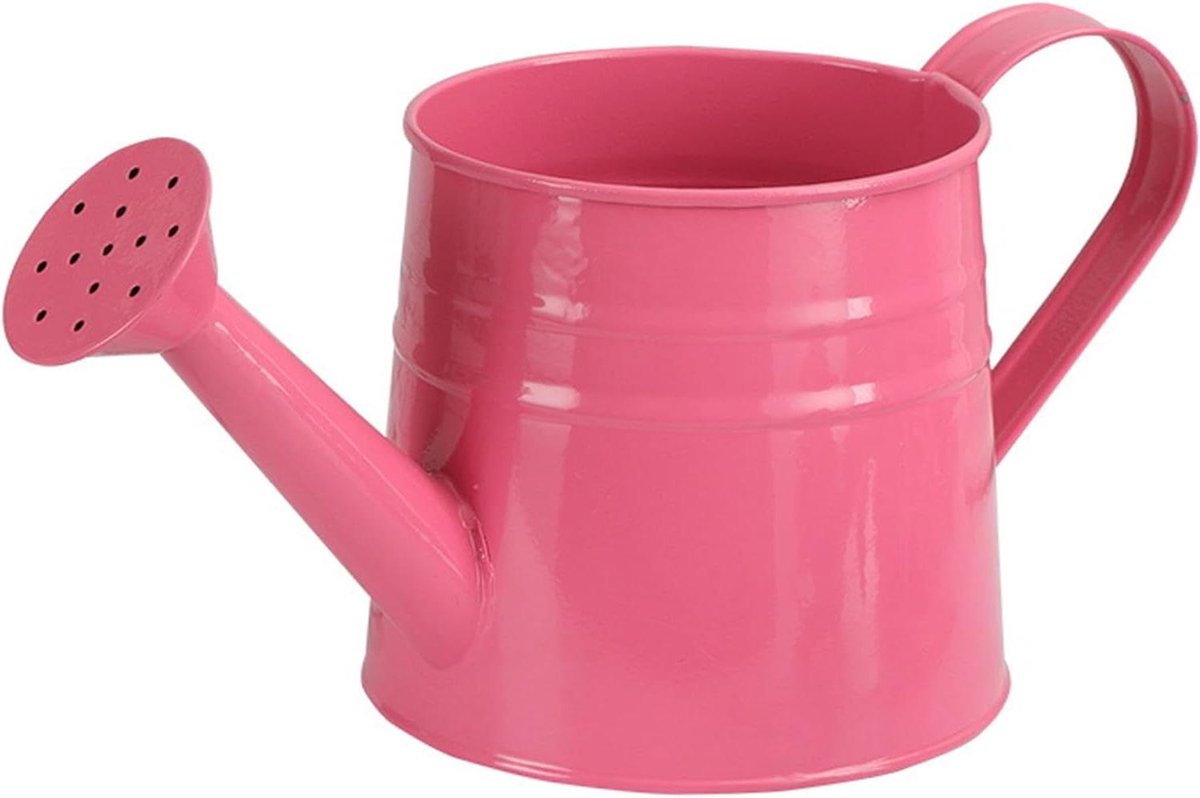 Metalen gieter, gegalvaniseerde ijzeren gieter met lange tuit, schattige tuin en kamerplant kan charmant home office decor, groen, klein