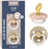 BIBS Colour Glow Fopspeen - 6-18 mnd - 2-pack - Anatomisch - Blush/Vanilla