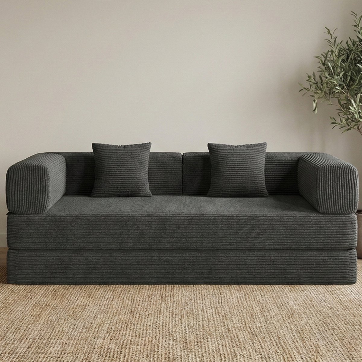 Best Life Slaapbank 2 Persoons - 3-Zits Zetelbed - Sofa - Bedbank - Bank - Grijs
