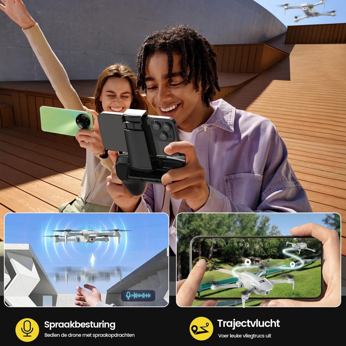 Holy Stone HS130 Mini Drone met 1080P HD Camera, Opvouwbare FPV RC Quadcopter voor Kinderen en Volwassenen, Headless Mode, 360° Flips, Spraak- en Gebarenbesturing, 2 Batterijen – foto 2