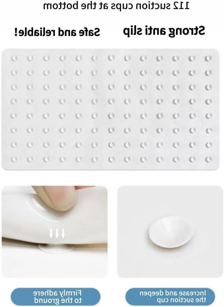Badmat - Antislipmat Douche - Veilig Douchen - Sterke Zuignappen - 60 x 90 cm - Beige Wit