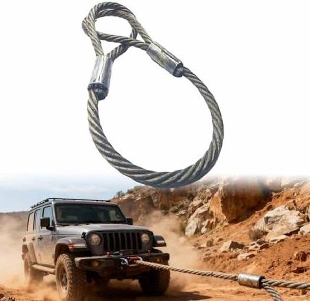 Stalen Lierkabel - Sleepkabel Kracht - Voertuig Berging - Hoge Breeksterkte - 25 Ton Capaciteit - Bruin
