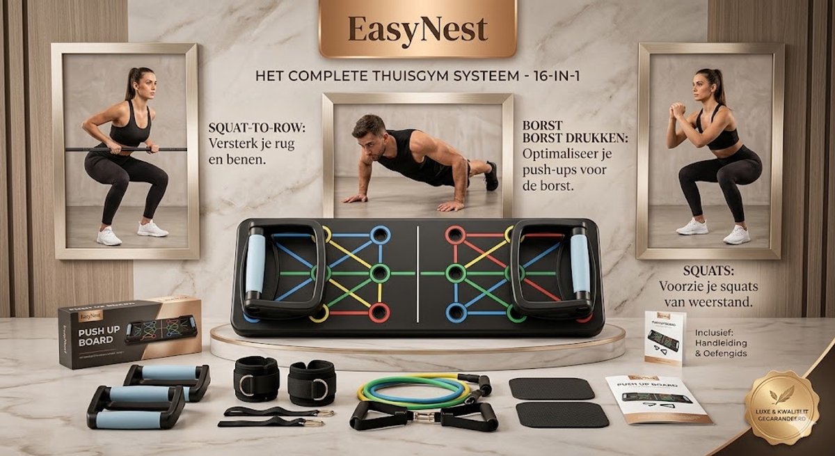 11-Delige Push-Up Board Set – Opvouwbaar Trainingsbord met Weerstandsbanden – Full Body Fitness voor Thuis, Mannen en Vrouwen