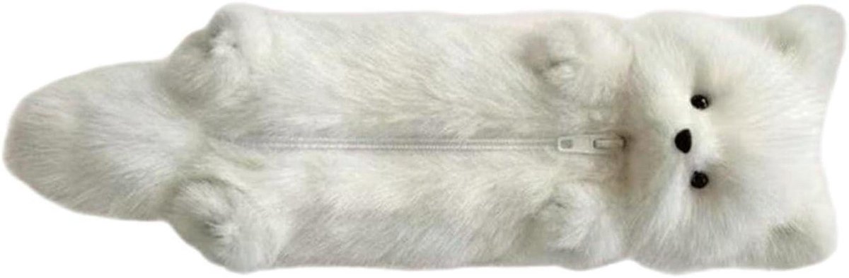 Pennenetui Opbergtas - Schrijfgerei Organizer - Thuis en Onderweg - Decoratieve Dierenstijl - 31 x 13 cm - Wit