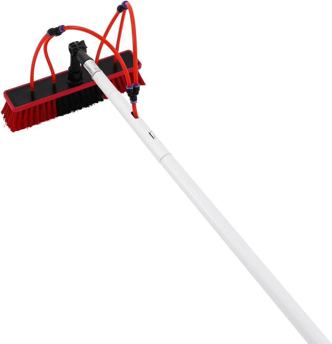 Reinigingsset Waterstang - Borstelset Hoge Ramen - Zonnepanelen Schoonmaken - Verstelbare Lengte - 20 Meter Slang - Grijs