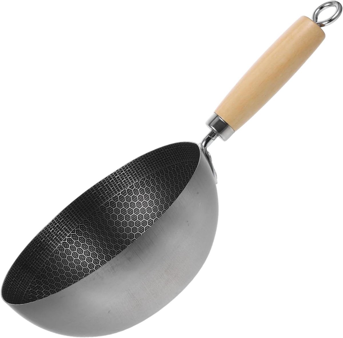 Honingraat Koekenpan - Wok Pan - Koken en Bakken - Snelle Warmtegeleiding - 20 cm - Zilverkleurig