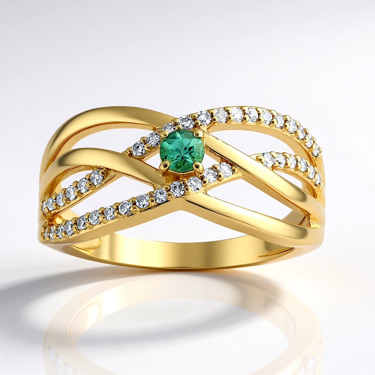 Cavill - Luxe 375 Geelgoud Ring met 0,128 Ct Alexandriet & 0,174 Ct Diamanten - Exclusieve Ronde Edelsteen - Hoogwaardige Edelsteensieraden