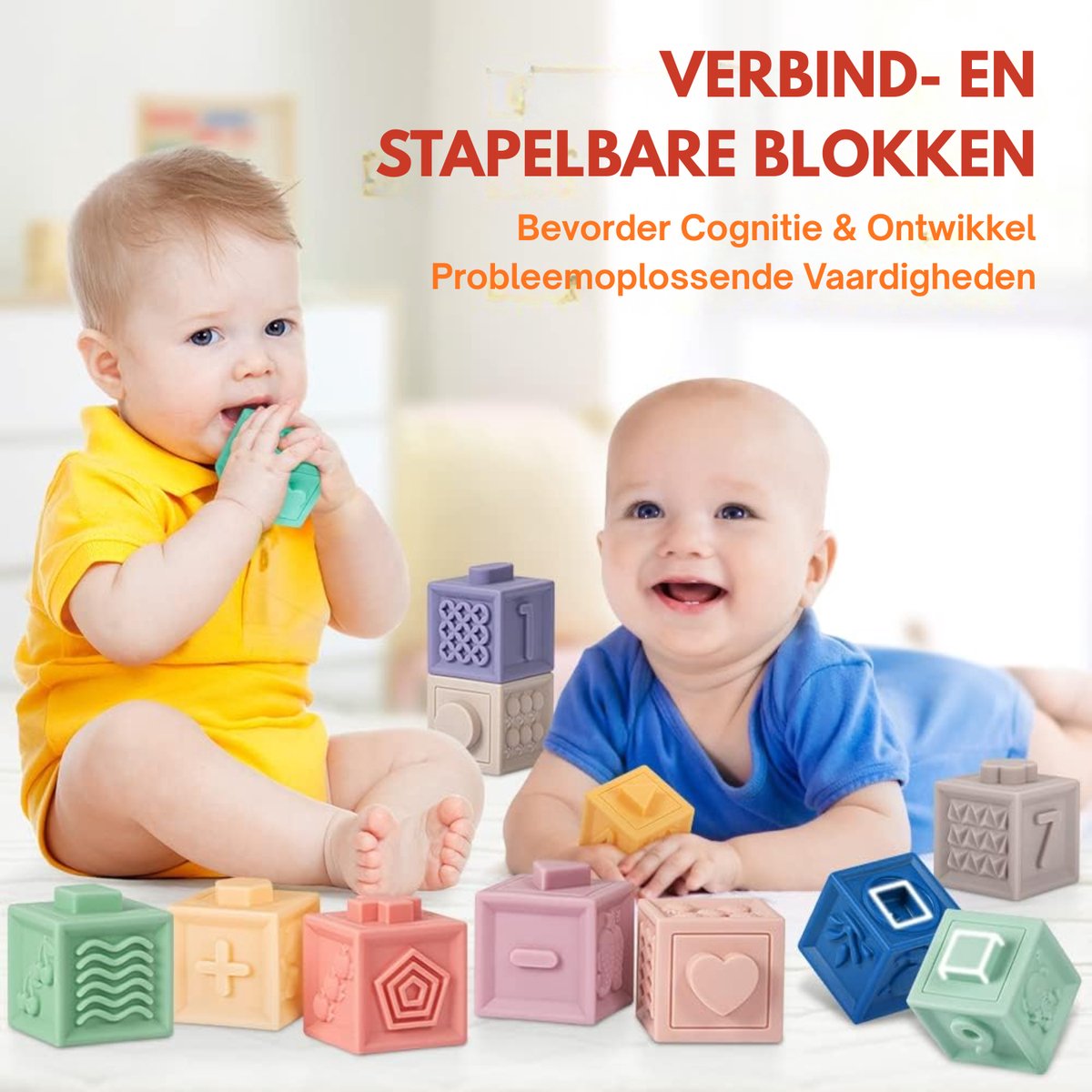 Homeblend Baby Speelgoed - Baby Montessori - Sensorisch Bijt & Stapel Set - 23-delig - Badspeelgoed - Zacht Silicone - Speelgoed 0 jaar - Speelgoed 1 jaar — afbeelding 3