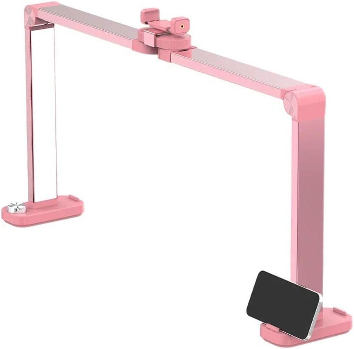 Opvouwbare Nagellamp - Drievoudige Bureaulamp - Nail Art - Met Telefoonstandaard - 41.5 cm - Roze
