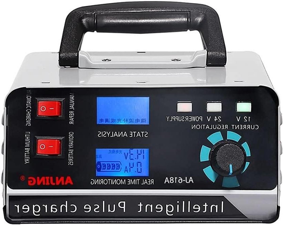 Slimme Acculader - Druppellader Onderhoudsapparaat - Voertuigen Opladen - Veilige Intelligente Controle - 12V/24V 400Ah - Zwart