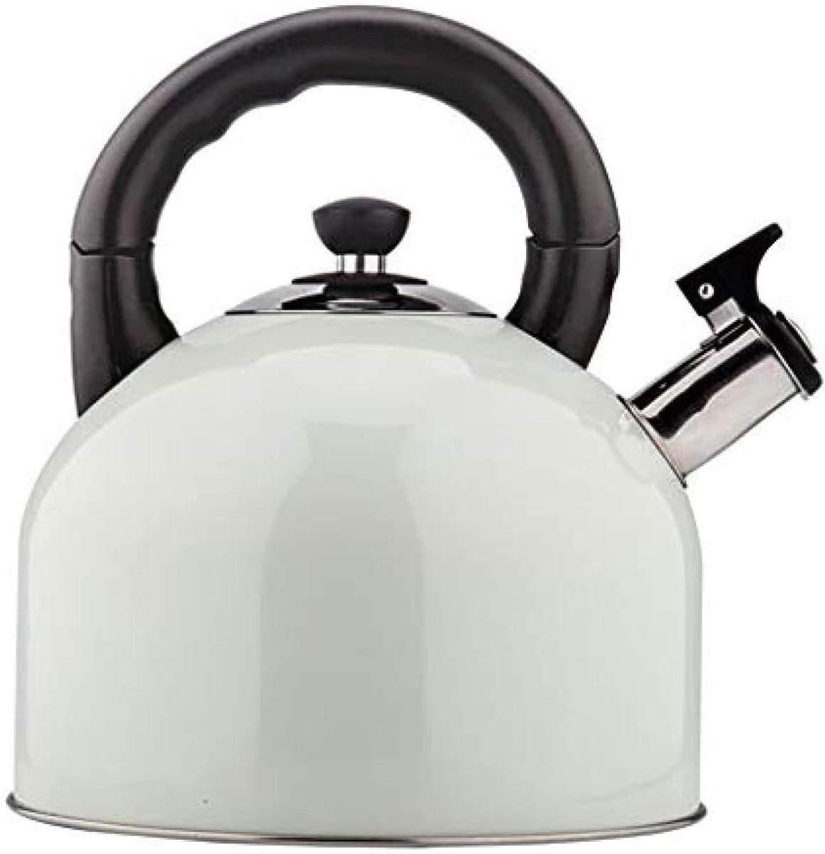Waterkoker Roestvrijstaal - Gekleurde Fluitketel - Water Koken - Gelaagde Bodem - 4.4 Liter - Wit