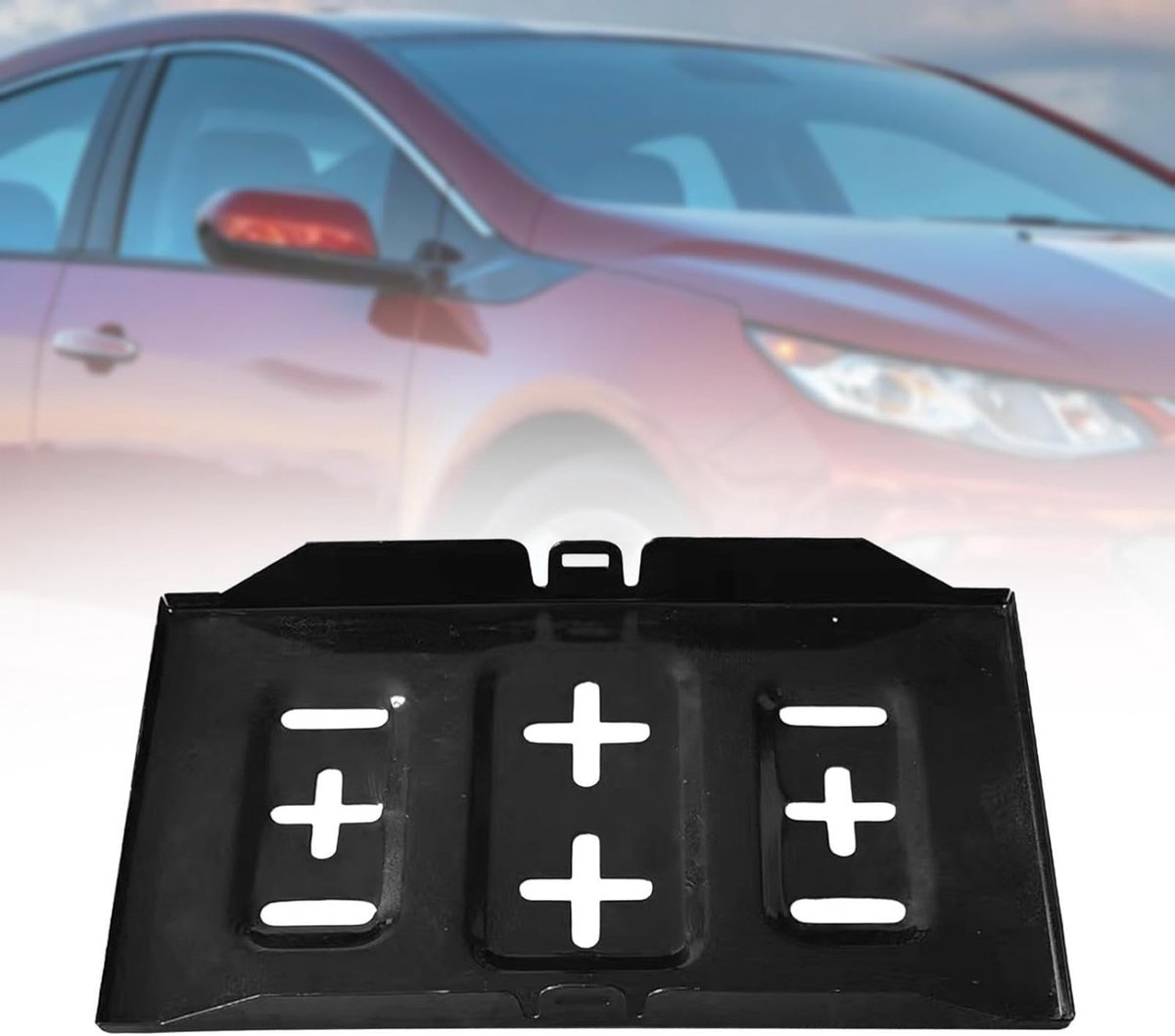 Universele accuhouder, robuust en duurzaam, voor het vastzetten van uw accu tijdens motorreparaties of voertuigonderhoud. Accuhouder, accubak, bevestigingsbeugel voor, Zwart, 34x19x3.5 cm