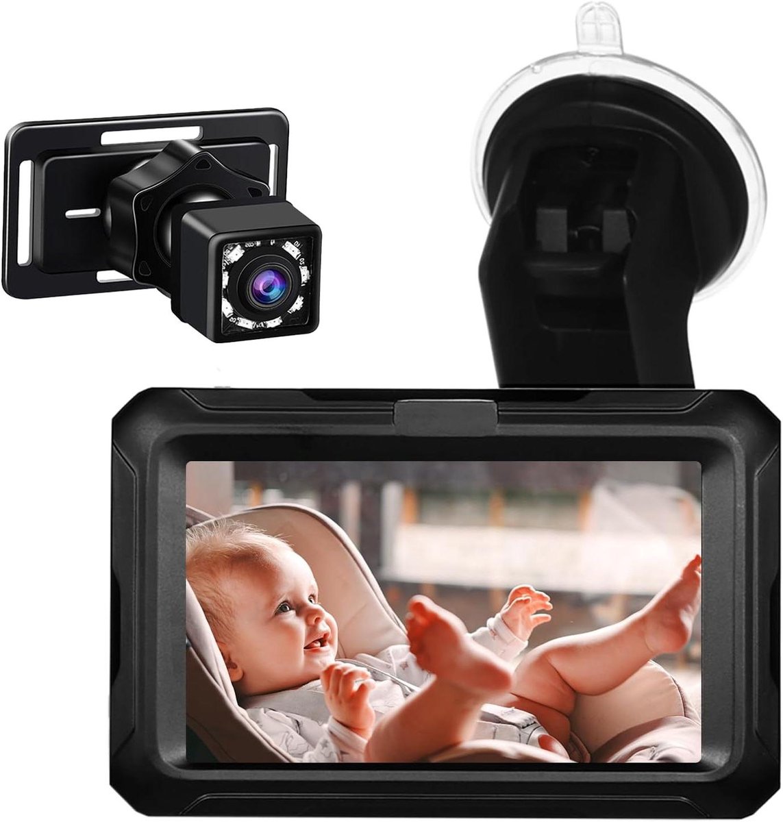 Baby Autocamera - Baby Monitor - Veilig Rijden - Verbeterd Nachtzicht - 43 Inch IPS - Zwart