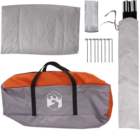 vidaXL - Auto - Tent - Grijs - en - Oranje - 239 - x - 210 - x - 210 - cm - Polyester - en - Staal van Vidaxl — afbeelding 5