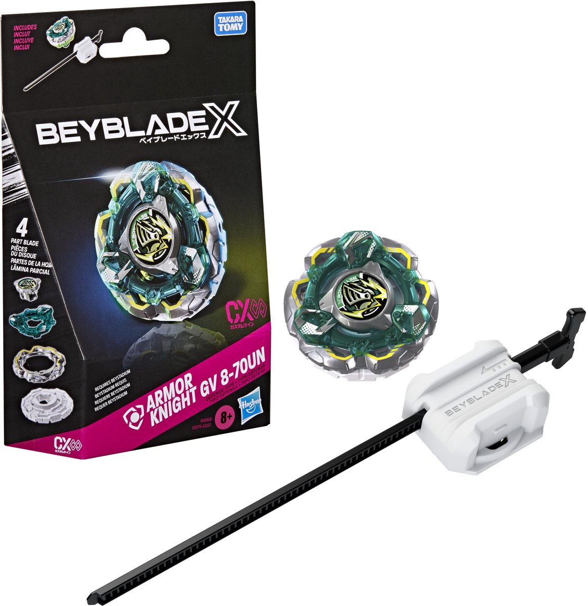 Beyblade X Fortress Knight GV 8-70UN CX Infinity Starterpack, Tol en Launcher