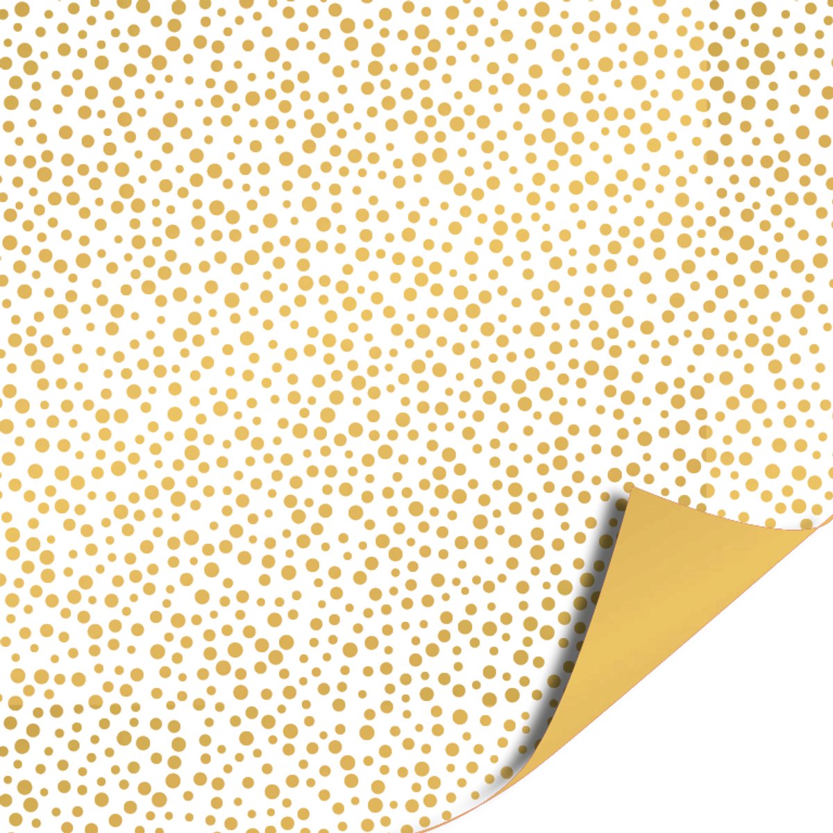Inpakpapier - Cadeaupapier - Kadopapier - Kerst - Luxury Dots White / Gold - 70cm x 2m - Rol inpakpapier - Stippen - Wit - Goud