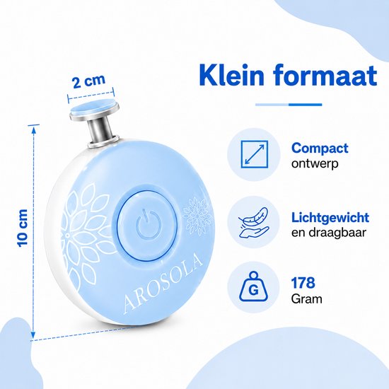 AROSOLA® Elektrische Baby Nagelvijl - Baby Manicure Set - Veilig Nageltjes Vijlen - 6 Opzetstukken - Fluisterstil - Blauw van Arosola — afbeelding 3