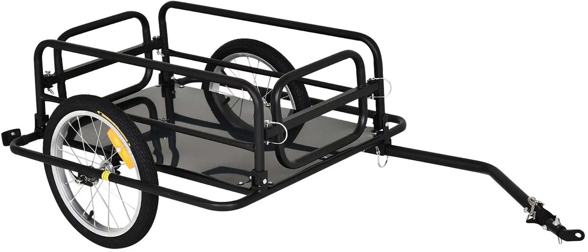 Roossentials fietskar 40 kg - Transportkar - Opvouwbare cargotrailer fiets - Stalen frame fietskar - Fietswagen - Bagage fietskar - Zwart