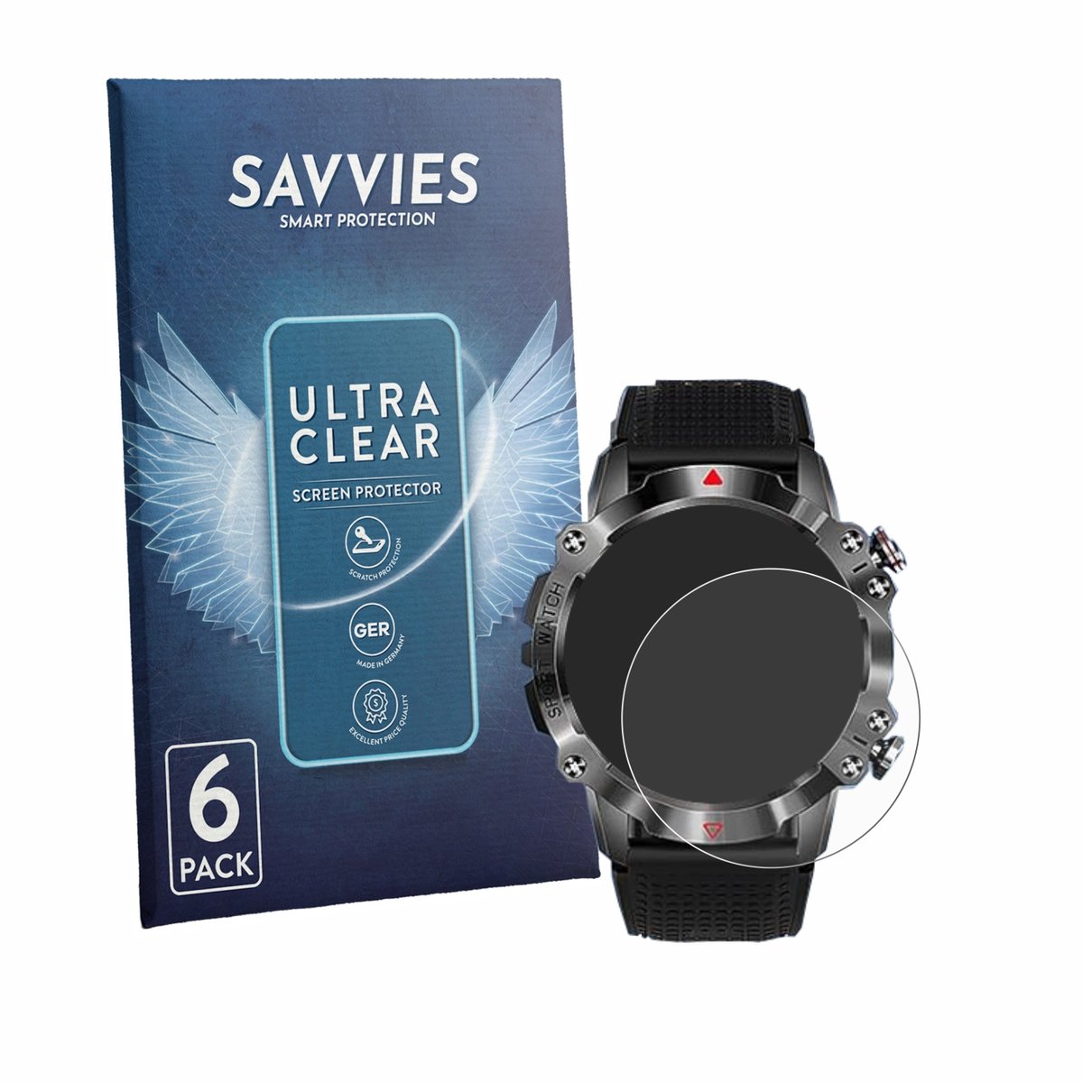 Savvies - Screenprotector voor Rmana KR10 1.39" - Folie Beschermfolie transparant 6 Stuks