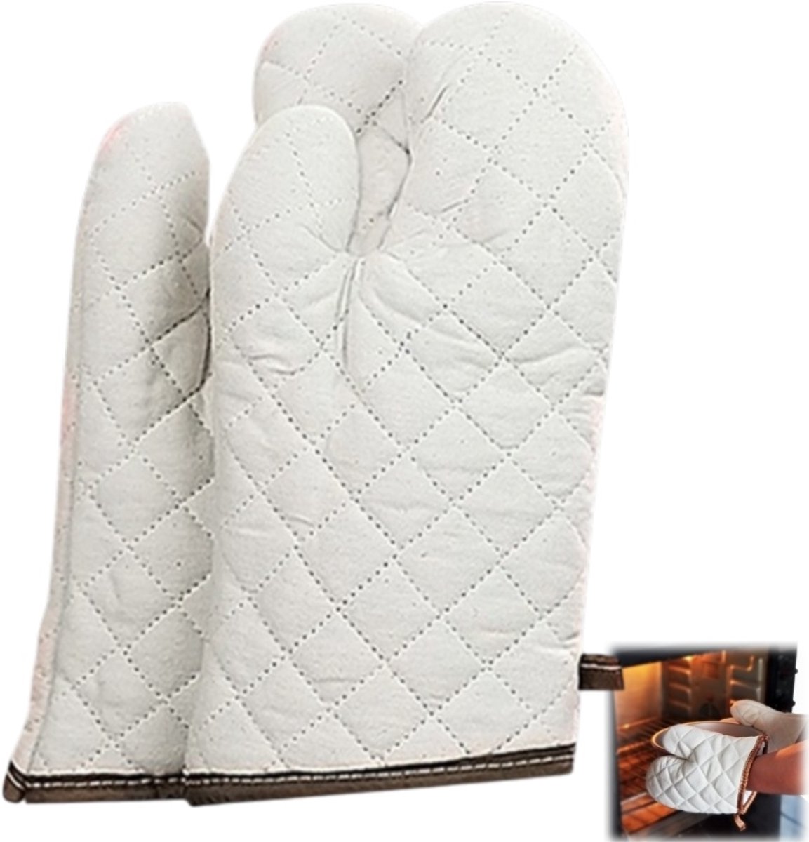 1 paar - Hittebestendige handschoenen - Handschoenen tegen verbranding - Bakhandschoenen - Ovenhandschoenen - Keukengereedschap - Geschikt voor thuis, in restaurants, in de oven en magnetron - Wit - 17*37,5 cm