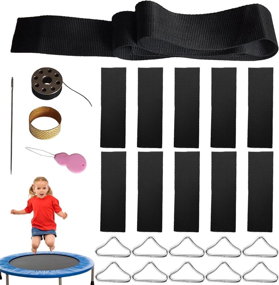 Trampoline Reparatie - Mat Bevestiging - Buiten Spelen - Duurzame Gespen - 10 Delig - Meerkleurig