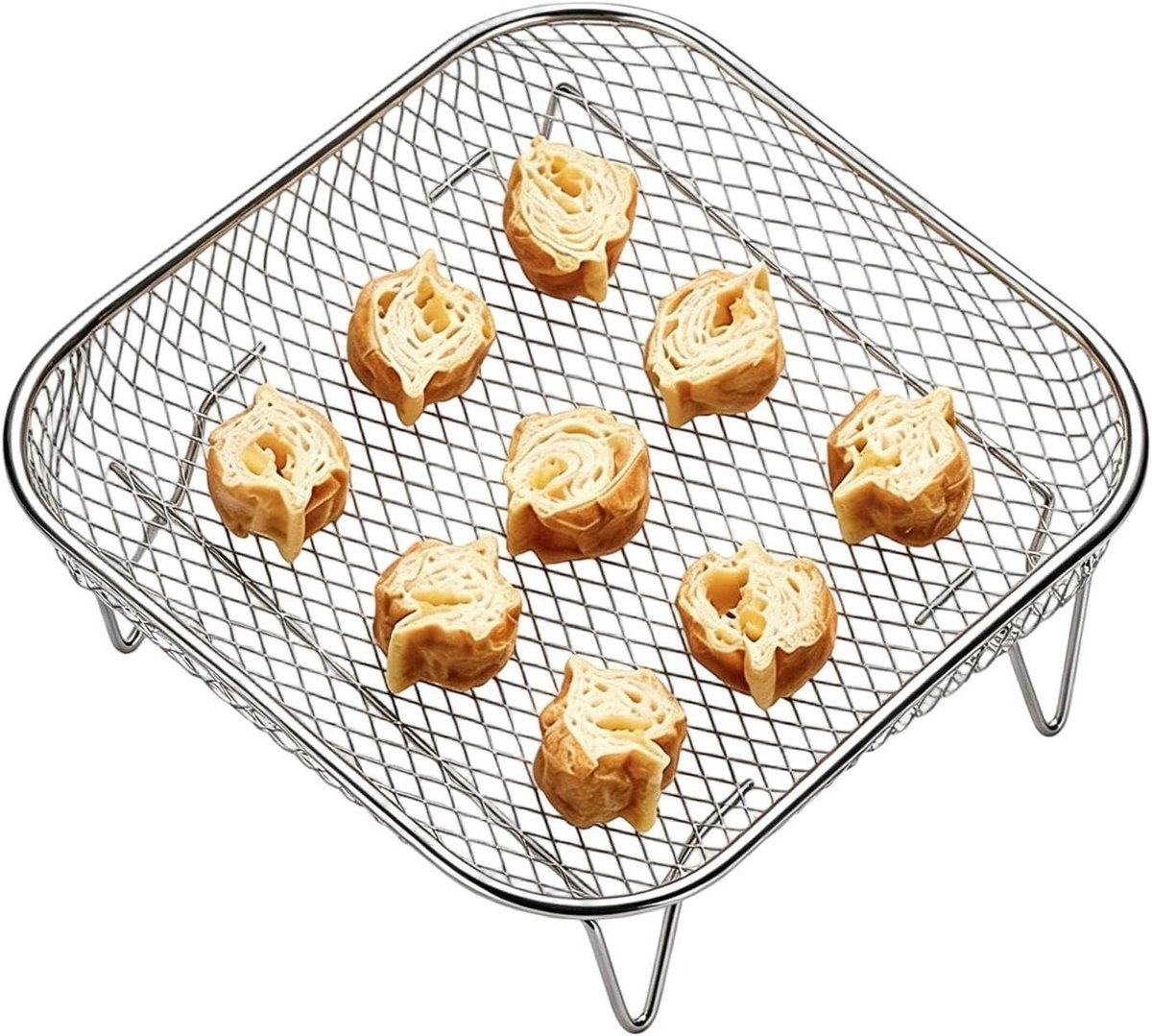 Air Fryer Roosters,Niet-Omkeerbaar, Vierkant, Stapelbaar, En Voedselveilig | Luchtfriteuse Dehydrator,Geschikt voor oven, magnetron, pan, stoompan en voor het braden van vlees en groenten