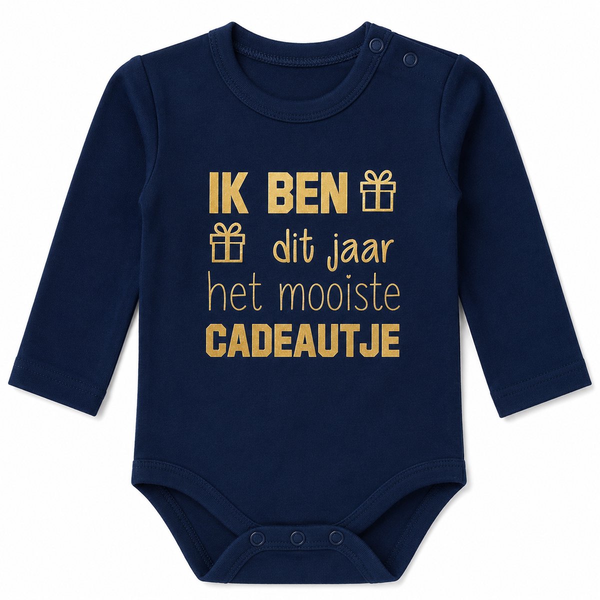 Baby Rompertje tekst zwangerschap aankondiging - announcement Ik ben dit jaar het mooiste cadeautje | Lange mouw | blauw | maat 74/80 | cadeau papa mama oma opa oom tante vaderdag moederdag